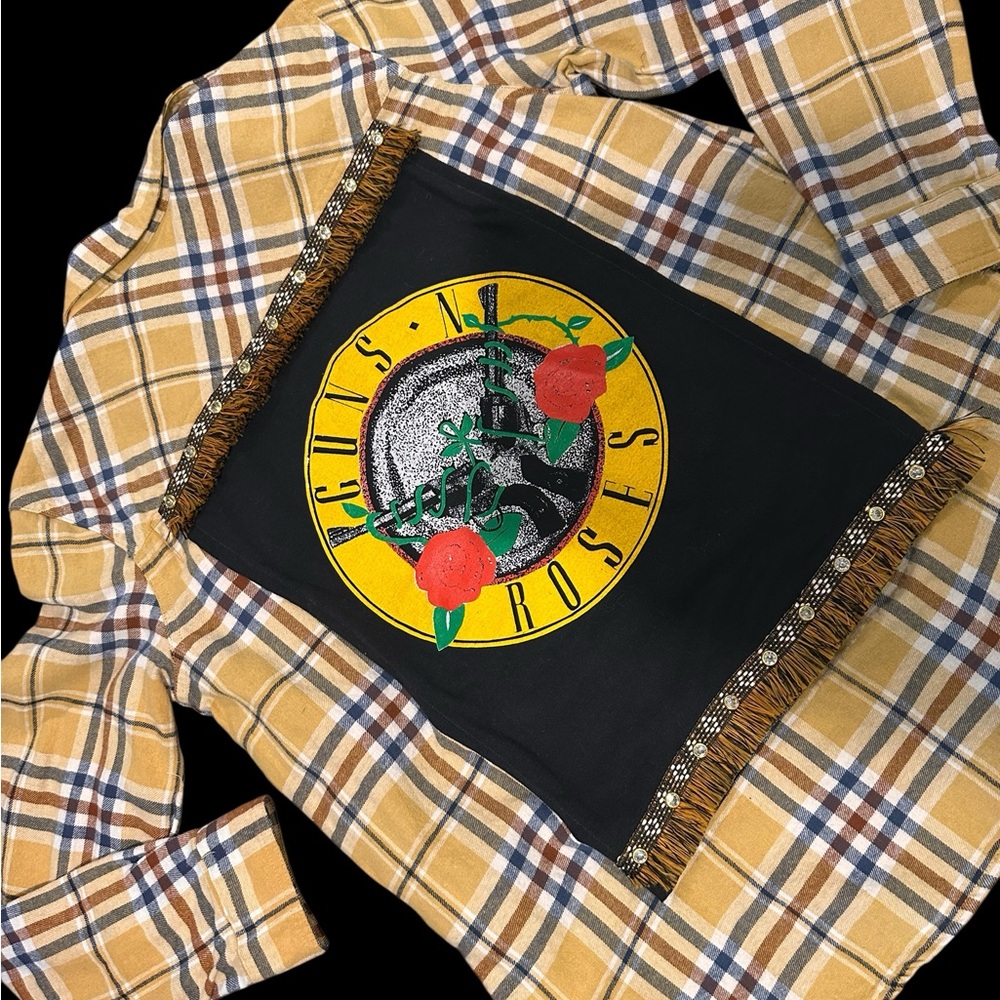 Guns n Roses band t-shirt flannel. Handmade